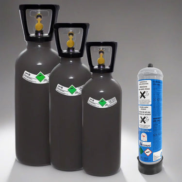 Bombole di CO2 Alimentari Ricaricabili e Usa e Getta per Distributori d'Acqua